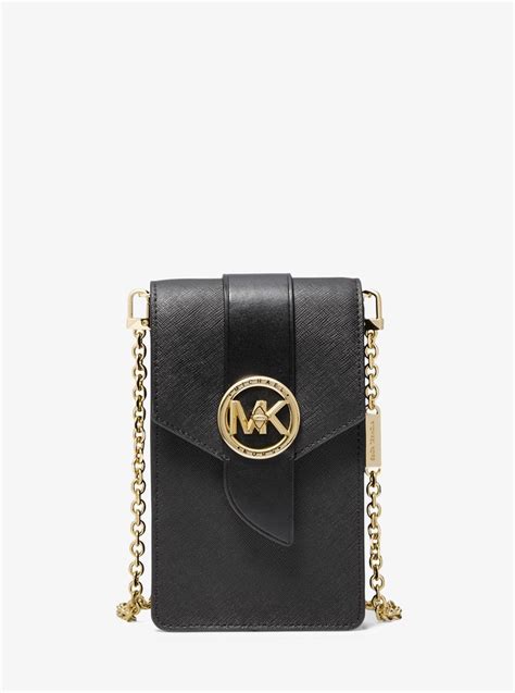 michael kors saffiano phone crossbody|Michael Kors saffiano bag black.